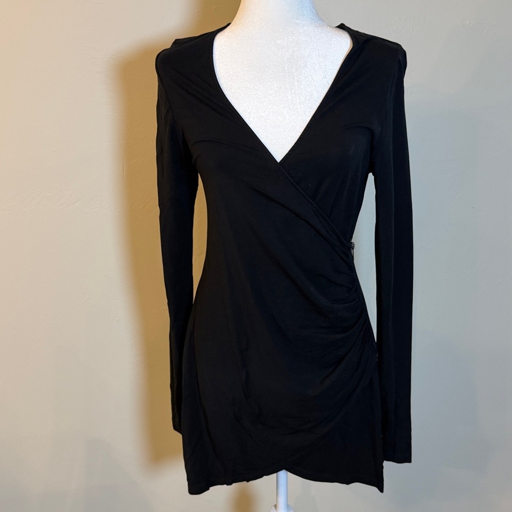 Zobha Women's Black Faux Wrap Dress Large